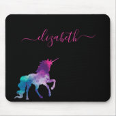 Unicorn-lila-rosa Monogramm-Skript Mousepad (Vorne)