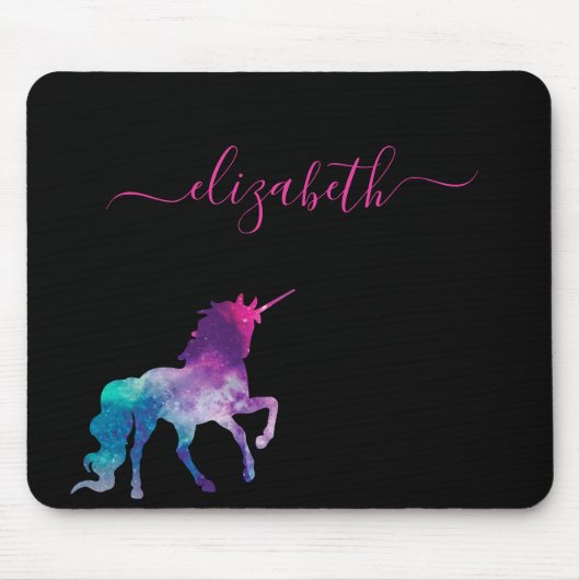 Unicorn-lila-rosa Monogramm-Skript Mousepad (Vorne)