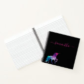Unicorn lila-rosa-Monogramm-Skript Notizblock (Innenseite)