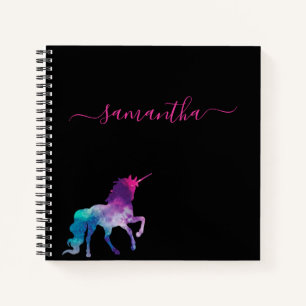 Unicorn lila-rosa-Monogramm-Skript Notizblock