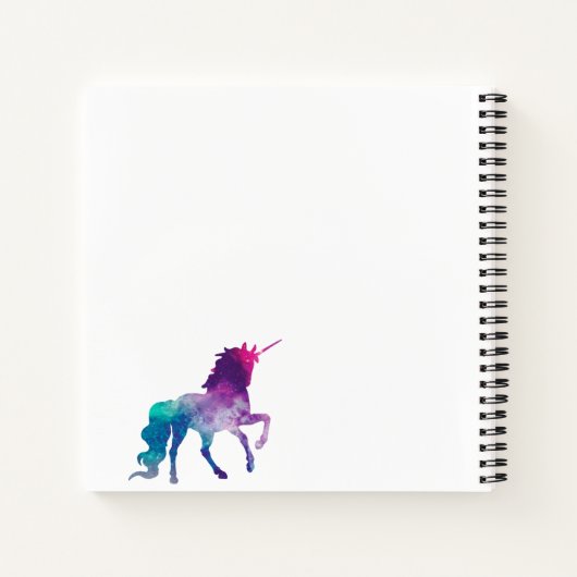 Unicorn lila-rosa-Monogramm-Skript Notizblock (Rückseite)