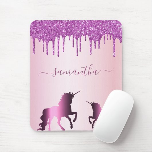 Unicorn lila Rosa-Name Mousepad (Mit Mouse)