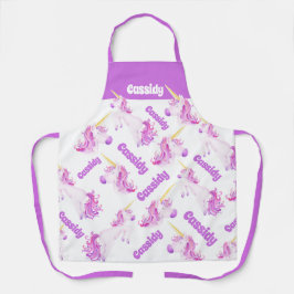 Unicorn lila rosa personalisierter Name Schürze