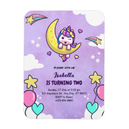 Unicorn Lila Zwei-Mädchen-Geburtstag Flexible Magn Magnet