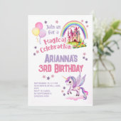 Unicorn Little Girl's 2. Geburtstag Einladung (Stehend Vorderseite)