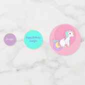 Unicorn Little Girl's Birthday Party Age Name Konfetti (Rückseiten)