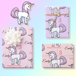 Unicorn Little Girl's Birthday Party Geschenk Geschenkpapier Set