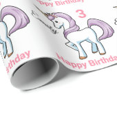 UNICORN Little Girl's Personalize Name Birthday Geschenkpapier (Rolleneckpunkt)