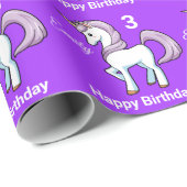 UNICORN Little Girl's Personalize Name Birthday Geschenkpapier (Rolleneckpunkt)