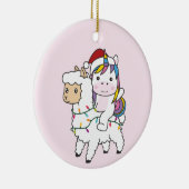 Unicorn Llama Christmas Snow Winter Animals Adult Keramik Ornament (Rechts)