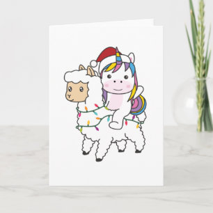Unicorn Llama Weihnachtsschnee Wintertiere Karte