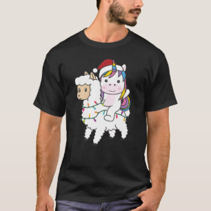 Unicorn Llama Weihnachtsschnee Wintertiere T-Shirt