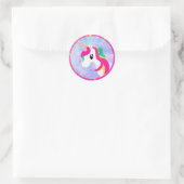 Unicorn Logo-Cartoon Runder Aufkleber (Tasche)