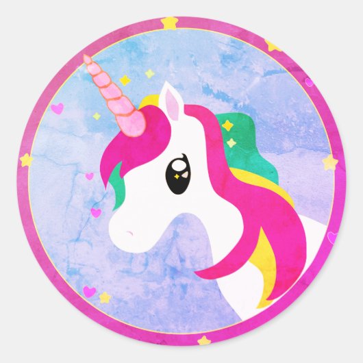 Unicorn Logo-Cartoon Runder Aufkleber (Vorderseite)