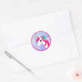 Unicorn Logo-Cartoon Runder Aufkleber (Umschlag)