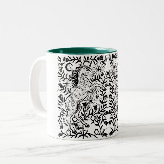 Unicorn Lore Block Print Tasse (Vorderseite Links)