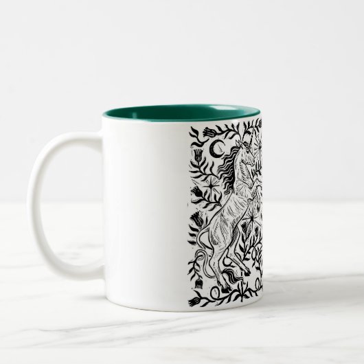 Unicorn Lore Block Print Tasse (Links)