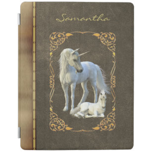 Unicorn Lover Leather Book Look Bronze iPad Hülle