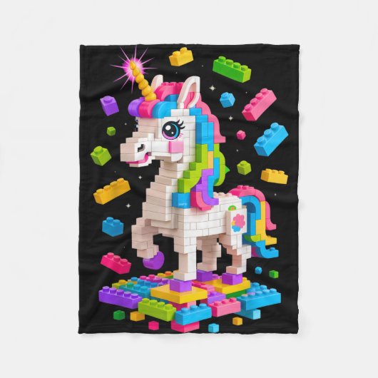 Unicorn Lover Master Builder Gebäude Bricks Block Fleecedecke (Vorderseite)