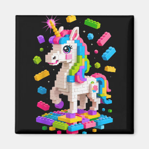 Unicorn Lover Master Builder Gebäude Bricks Block Magnet
