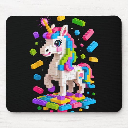 Unicorn Lover Master Builder Gebäude Bricks Block Mousepad (Vorne)