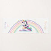 Unicorn Lovers Namaste Yoga Fun Pink Name Monogram Yogamatte (Vorderseite (Horizontal))