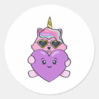 Unicorn Lovers Runder Aufkleber