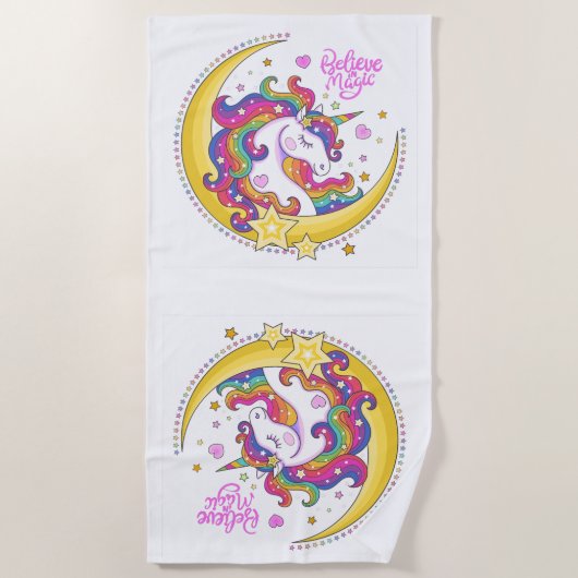 Unicorn Magic Beach Handtuch (Vorderseite)