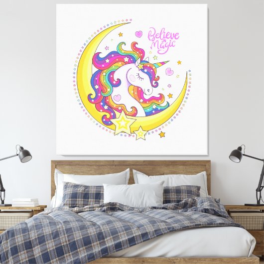 Unicorn Magic Canvas Print Leinwanddruck (Insitu (Schlafzimmer))