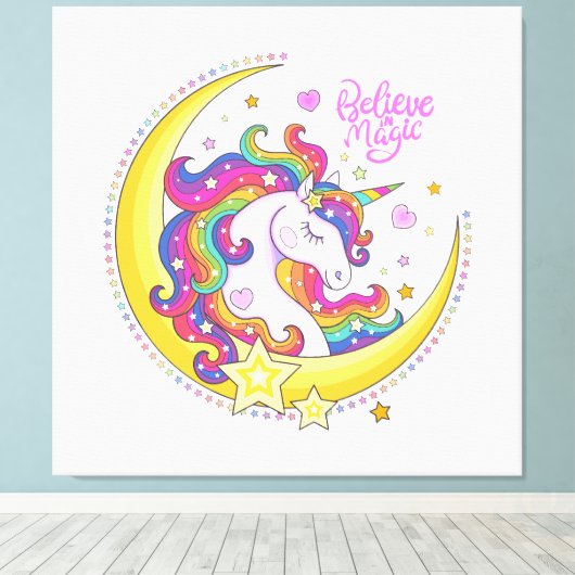 Unicorn Magic Canvas Print Leinwanddruck (Insitu (Holzboden))