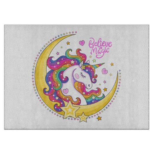 Unicorn Magic Glass Cutting Board Schneidebrett (Vorderseite)