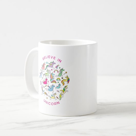 Unicorn Magic Kawaii Kaffeetasse (Vorderseite Links)
