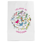 Unicorn Magic Kawaii Mittlere Geschenktüte (Rückseite)