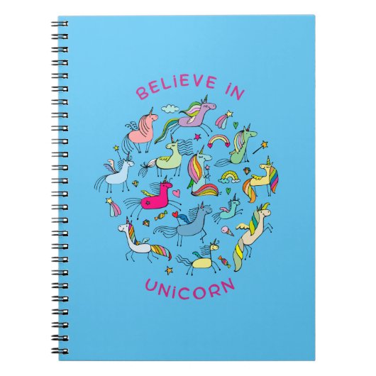 Unicorn Magic Kawaii Notizblock (Vorderseite)