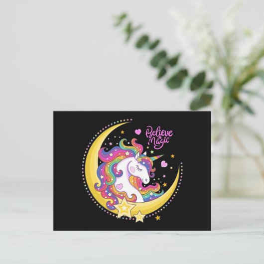 Unicorn Magic Postcard Postkarte (Stehend Vorderseite)