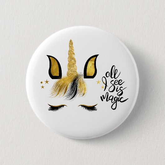 Unicorn Magic Zitat Button (Vorderseite)