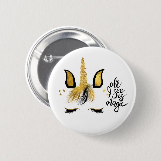 Unicorn Magic Zitat Button (Vorne & Hinten)