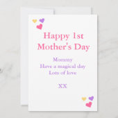 Unicorn Magical 1st Mother's Day Kids Flat Karte (Rückseite)