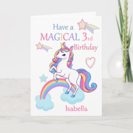 Unicorn Magical 3. Geburtstag Pink Karte