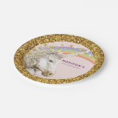 Unicorn Magical Birthday Gold Pappteller (Schrägansicht)