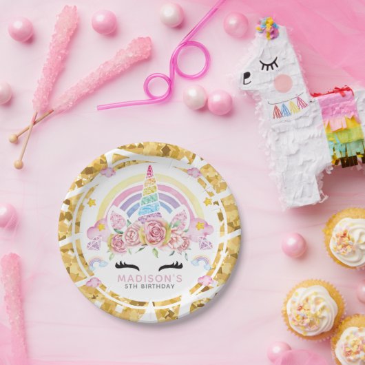 Unicorn Magical Birthday Gold Pappteller (Party)