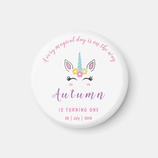 Unicorn Magical Birthday Magnet (Vorne)