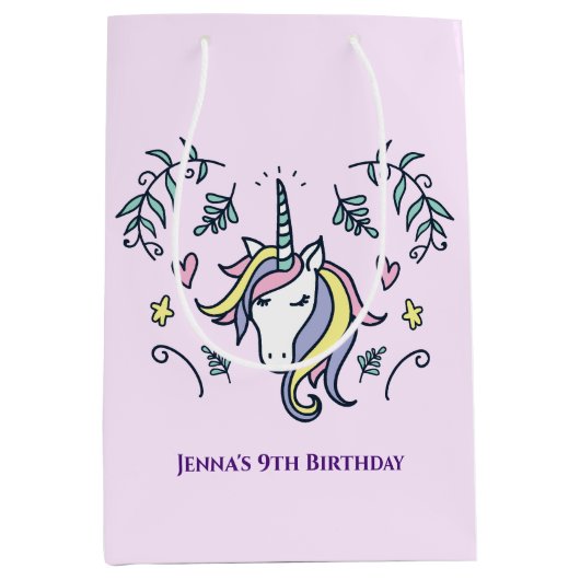Unicorn Magical Birthday Mittlere Geschenktüte (Vorderseite)