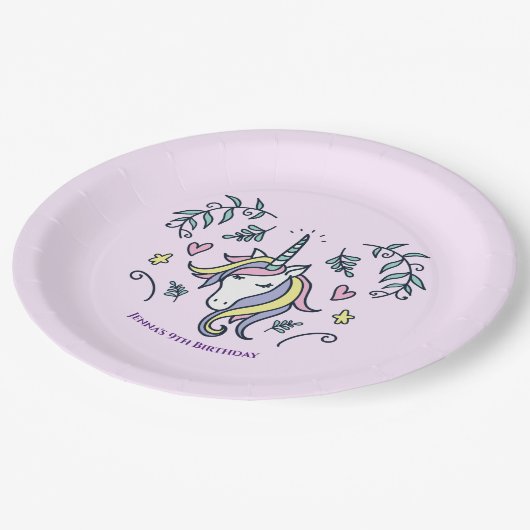 Unicorn Magical Birthday Pappteller (Schrägansicht)