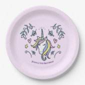 Unicorn Magical Birthday Pappteller (Vorderseite)