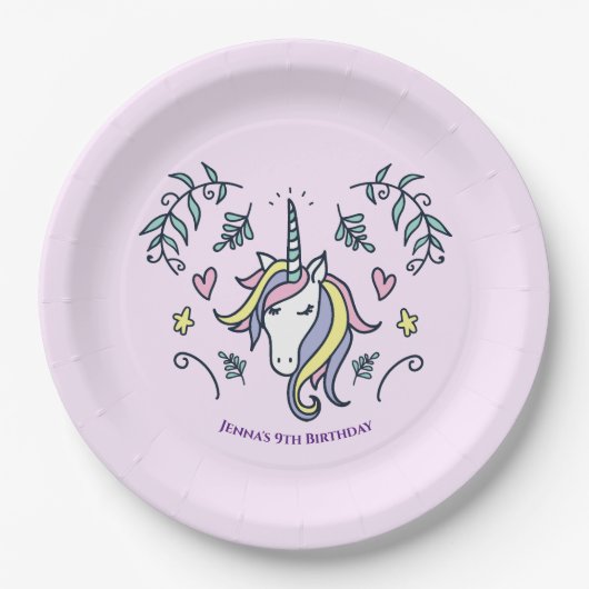 Unicorn Magical Birthday Pappteller (Vorderseite)