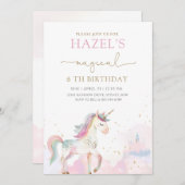 Unicorn Magical Birthday Party Any Age Einladung (Vorne/Hinten)