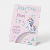 Unicorn Magical Birthday Party Begrüßungszeichen Sockelschild (Vorderseite)