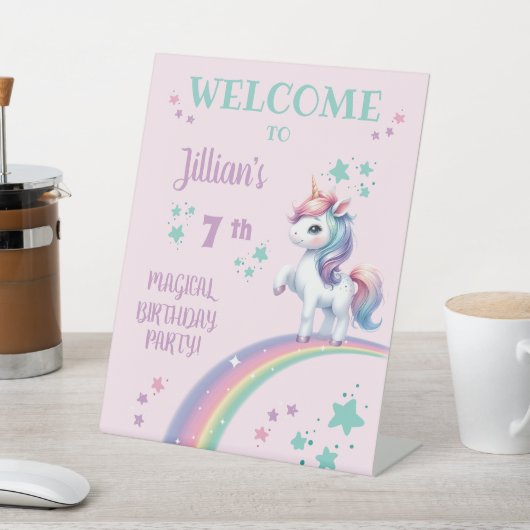Unicorn Magical Birthday Party Begrüßungszeichen Sockelschild (In SItu)
