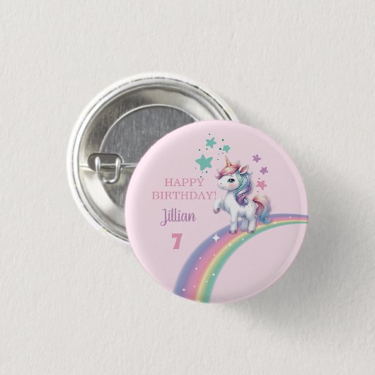 Unicorn Magical Birthday Party Button (Vorne & Hinten)